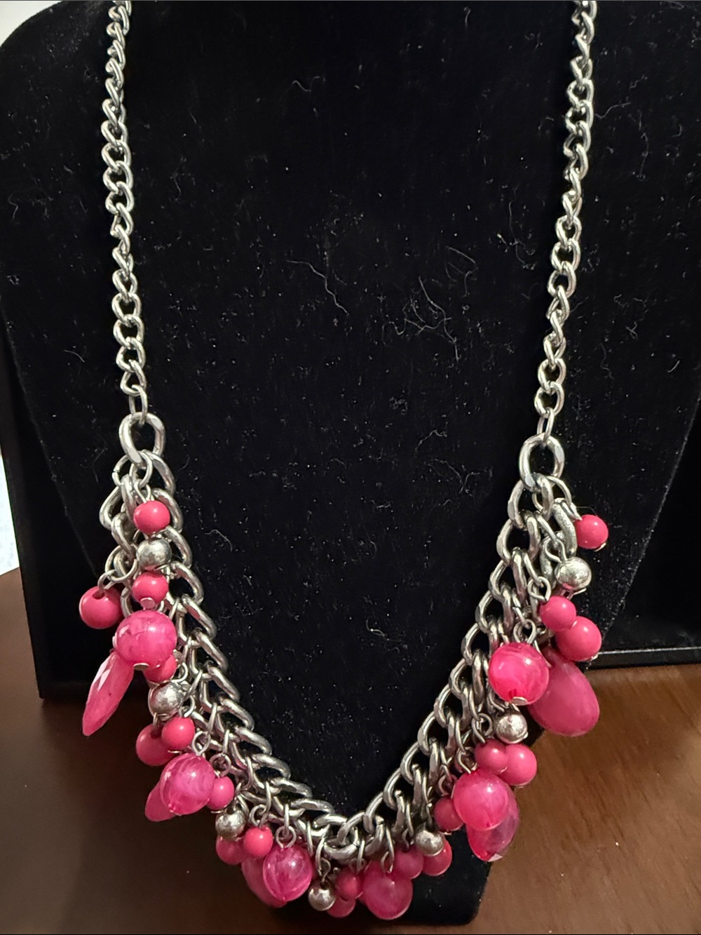 Statement Pink Bead Cascade Necklace - Women Jewelry